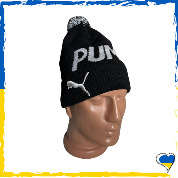 Шапка черная Puma брендовая универсальная, Найк. Шапка мужская, женская, подростковая, детская