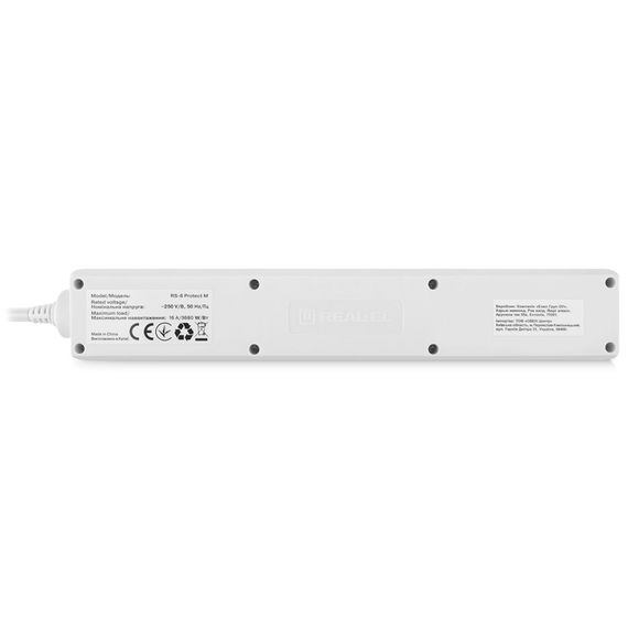 Мережевий фільтр живлення REAL-EL RS-6 Protect M 1.8m, white (EL122300031) | Зображення 7