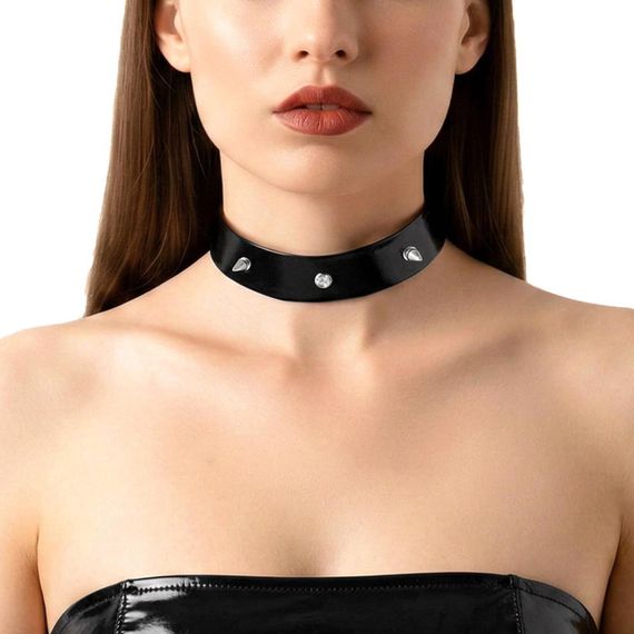 Лакированный чокер с шипами Art of Sex - Mistress, цвет черный, размер L Sex Aura