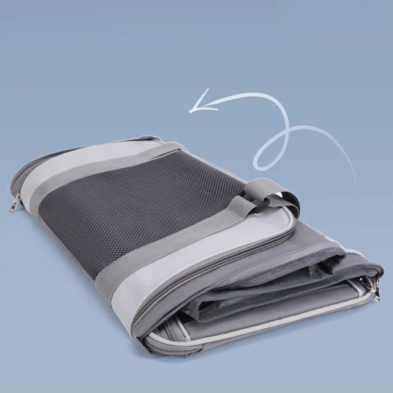 Сумка Переноска Для Котів та Собак Складна з Прозорими Стінками та Кріпленнями до Чемодану для Тварин до 7 кг 44*30*28 см Сіра | Зображення 2