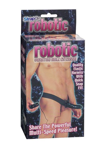Чоловічий страпон з вібрацією ROBOTIC MALE STRAP-ON, BLACK Sex Aura | Зображення 1