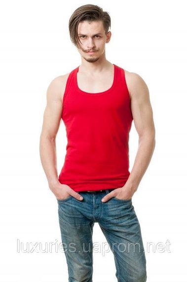 Спортивна чоловіча майка зі 100% бавовни, Преміум'якість, різні кольори. XXL, Червоний