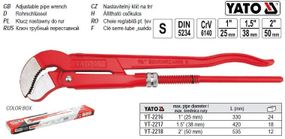 Ключ трубний переставний тип S 1,0" CrV l=330 мм YT-2216