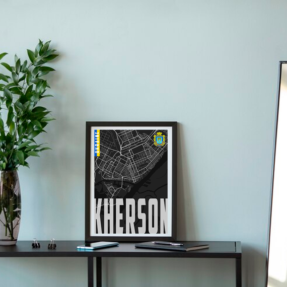 Плакат-постер з принтом Кавун Карта міста Херсон Україна. Map of Kherson Ukraine ПЛ000868(A4)