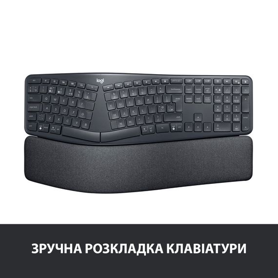 Клавіатура Logitech ERGO K860 Bluetooth/Wireless UA Black (920-010108) | Зображення 1