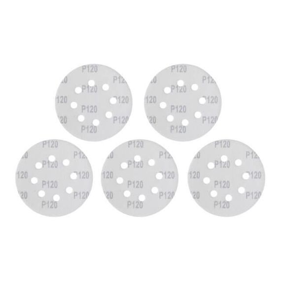 Круг наждаковий самоклейний 125 мм з отворами, папір класу С, К120, 5 од. INTERTOOL BT-0587 | Зображення 1
