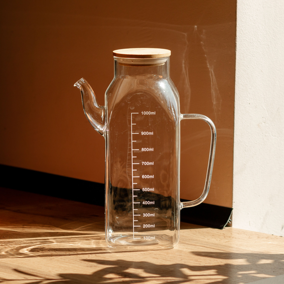 Емкость для масла и уксуса с бамбуковой крышкой 1 литр HP-34-2 | Зображення 5