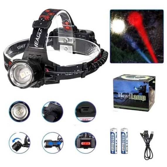 Фонарь налобный PLD-T115-2PM10-TG (white+red) Черный