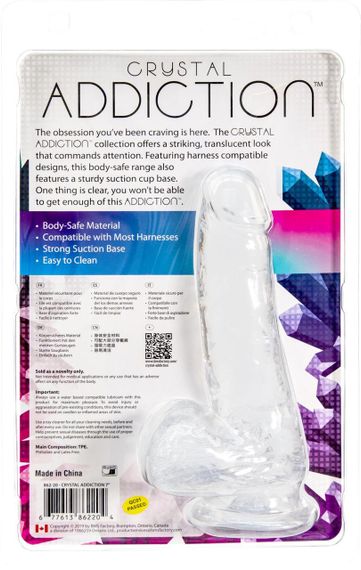 Прозорий фалоімітатор на присосці ADDICTION — Clear Dildo with Balls 7″, віброкуля в подарунок | Зображення 4