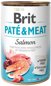 Вологий корм консерва Brit Pate & Meat для дорослих собак, лосось та курка 400г