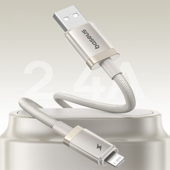 Дата кабель Baseus Titanium Alloy Fast Charging USB to Lightning 2.4A (1m) (P10378102) Galaxy Titanium Gold | Зображення 1