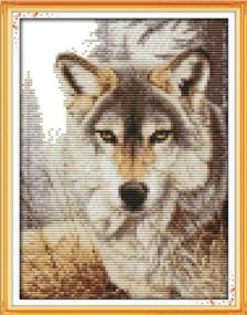 Набір для вишивання за нанесеною на канву схемою "Wolf spirit 2". AIDA 14CT printed 19*27 см