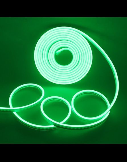 Неонова гнучка стрічка LED Neon Flex 0764 силіконова герметична 12V-220V, 5 м Зелений | Зображення 1