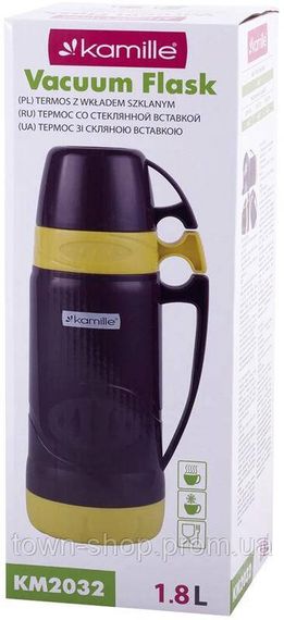 Термос Kamille Glass Violet 1800мл зеркальная колба и 2 чашки KM-2032 | Зображення 4