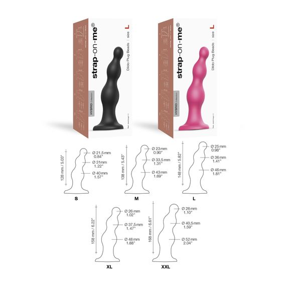 Насадка для страпона Strap-On-Me Dildo Plug Beads Black M | Зображення 3