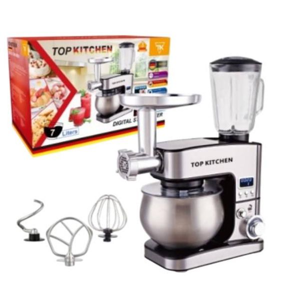 Кухонний комбайн з дисплеєм 3в1 тістоміс+м'ясорубка+блендер 4500Вт Top Kitchen Tk00225 Сталевий