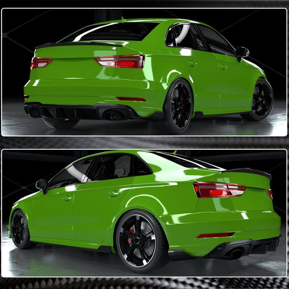 Дифузор заднього бампера V1 (для RS3 SD 2017-2019, Карбон) для Ауди A3 рр | Зображення 3