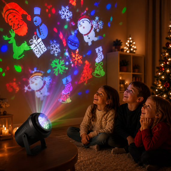 Дитячий LED проектор Projection Lamp з 16 малюнками / Мультиколорний проектор з 3D / LED прожектор дитячий | Зображення 1