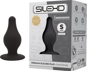 Анальная пробка термореактивная Silexd Plug Model 2 конической формы, черная, S Sex Aura