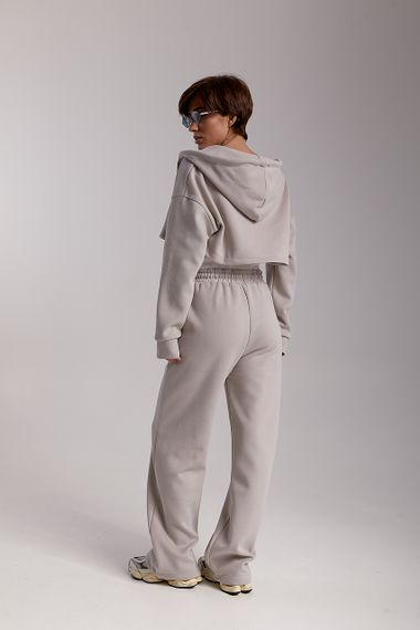 Спортивний костюм з коротким худі та прямими штанами - сірий цвет, M (є розміри) | Зображення 1