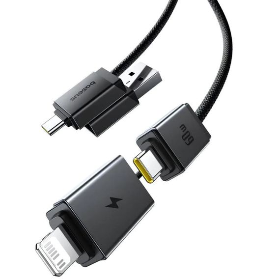 Дата кабель Baseus Versatile Two-for-Two USB/Type-C to Type-C/Lightning 60W (1m) (CB000162) Cosmic Black | Зображення 3
