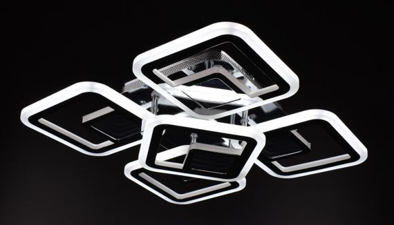 Люстра світлодіодна стельова LED світильник для квартири на стелю лед з пультом 26024 Хром 10х40х40 см. | Зображення 1