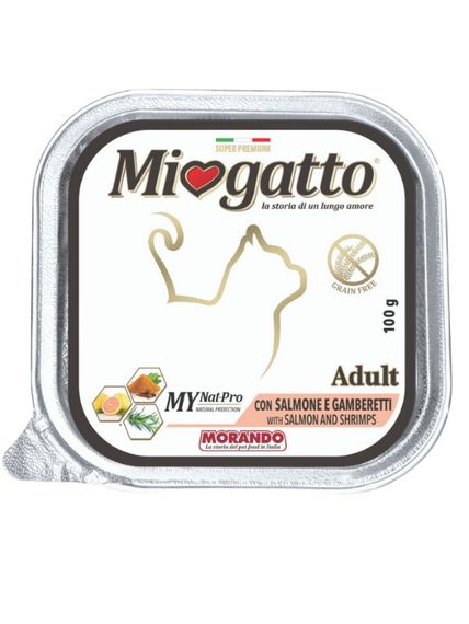 Корм Morando Miogatto Adult Salmon and Shrimps влажный с лососем и креветками для взрослых котов 100 гр