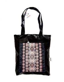 Сумка шоппер  с карманом 4Profi "Вишиванка" 04 оксфорд  чёрная 37431