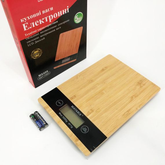 Весы кухонные MATARIX MX-406 5кг Wood, Кухонные весы для приготовления блюд, Весы для домашней кухни | Зображення 2