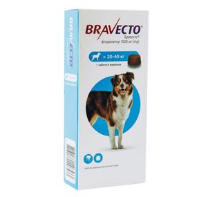 Таблетки від бліх та кліщів Bravecto (Бравекто) для собак вагою від 20 до 40 кг