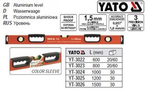 Уровень алюминий YATO Польша 2 ручки 3 глазка l=60 cм YT-3022