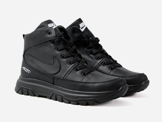 Зимові черевики Nike натуральна шкіра та хутро колір чорний