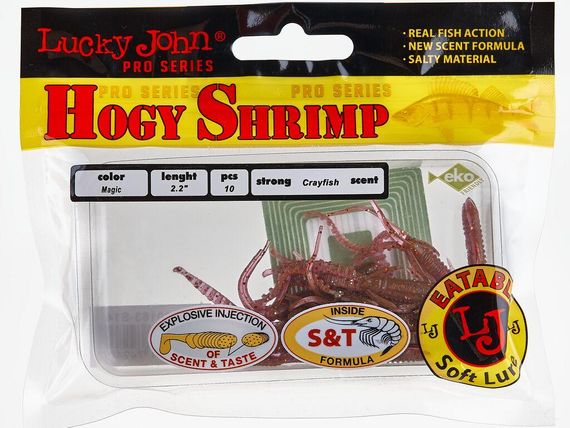 Виброхвосты съедобные искусственные LJ Лаки Джон Pro Series HOGY SHRIMP 2,2in (05.60)/S14 10 шт в упаковке. | Зображення 1
