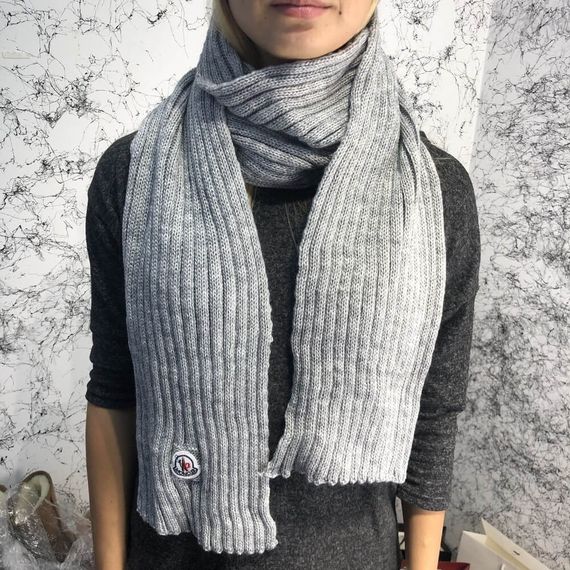 Зимний комплект Moncler Winter Hat Knitted Pompon and Scarf Gray | Зображення 2