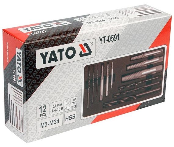 Набор сверла экстракторы сломанных болтов M3-M24 12 штук YATO YT-0591 | Зображення 5