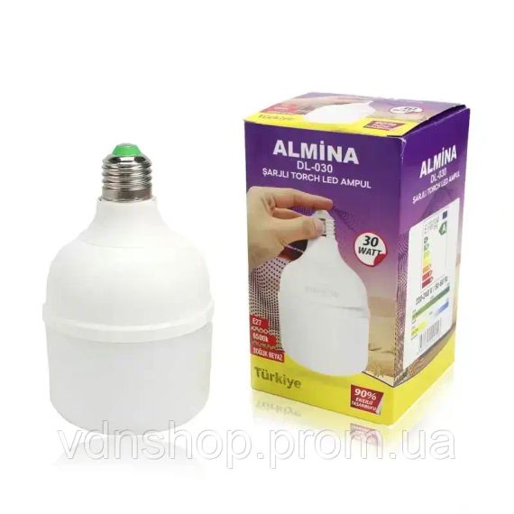 Лампочка для аварийного освещения, аккумуляторная Almina DL-030 , 30 Вт, Е27, до 3 часов работы | Зображення 2
