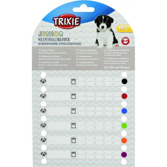 Набір нашийників Trixie для цуценят фіолетовий/червоний/синій/чорний/папайя/зелений нейлон M-L 22-35 см 10 мм 6 шт | Зображення 2