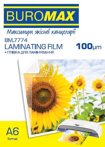 Плівка для ламінування 100 мкм, A6 (111x154 мм), глянсова, по 100 шт. в упаковці BM.7774