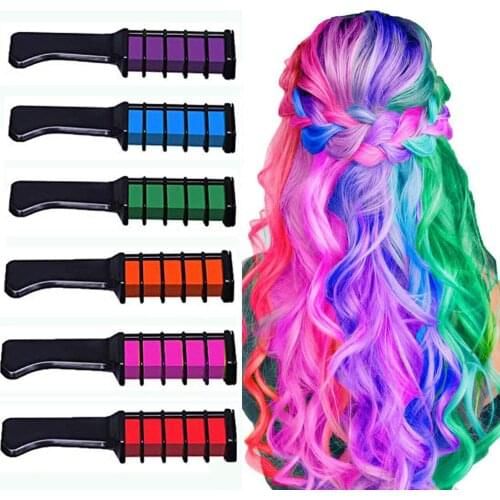Набір крейди для волосся 6  шт Hair chalk Різнокольорові барвники гребінець для дітей та дорослих | Зображення 1