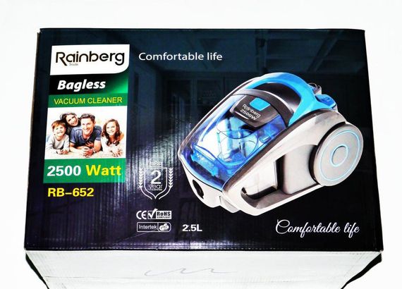 Контейнерный мощный пылесос Rainberg RB-652 для сухой чистки дома без мешка колбовый с турбощёткой 2500ВТ | Зображення 7