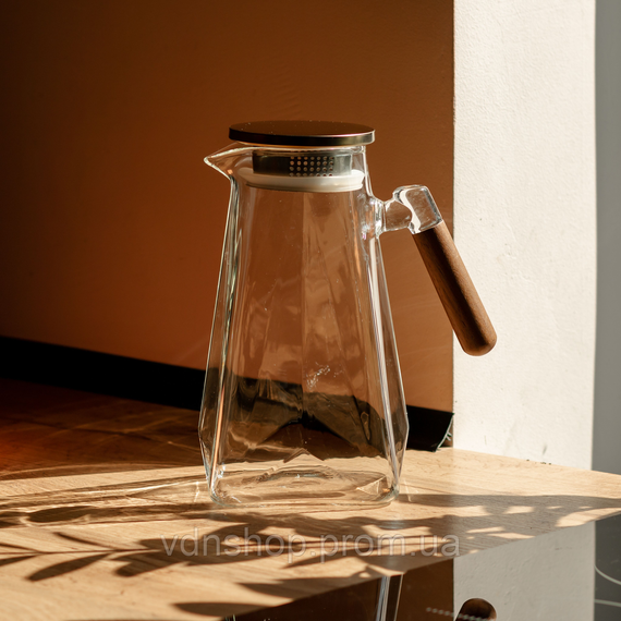 Заварник скляний для чаю 2 л Чайник для заварювання з ручкою прозорий HP-34-32 | Зображення 6