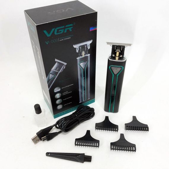 Професійна акумуляторна машинка для стрижки VGR V-009 тример для бороди та вусів. Колір: зелений | Зображення 7