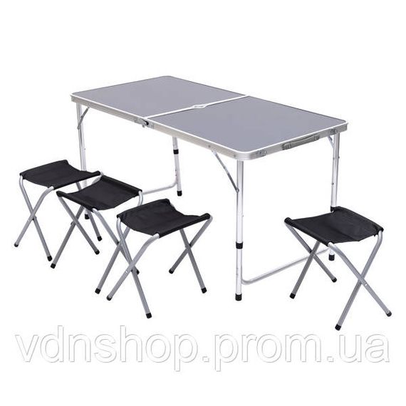 Розкладний стіл + 4 стільці кемпінговий набір для пікніка, риболовлі, відпочинку, туризму Чорний JY-12060B