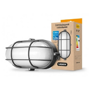 LED Світильник ЖКГ 12W 5000К 220V овальний чорний посилений Videx