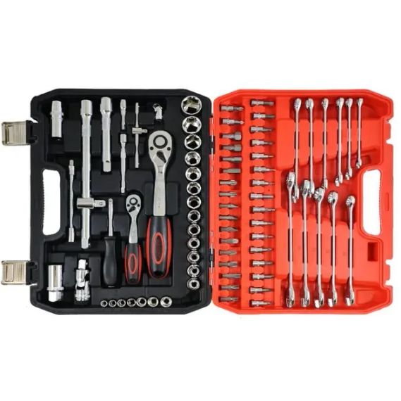 Набор 78 инструментов из хром-ванадиевой стали в пластиковом кейсе CR-V 78 PCS | Зображення 2