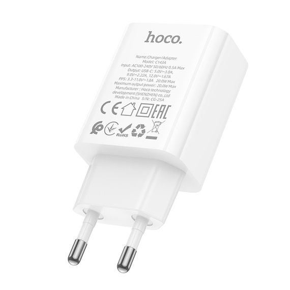 СЗУ Hoco C143A Benefit PD20W (1USB-C) White | Зображення 2
