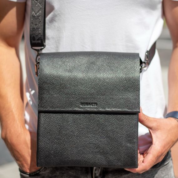 Чоловіча шкіряна сумка-месенджер через плече BEXHILL TD-18621 чорний | Зображення 3