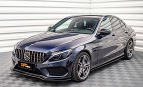 Накладка на передній бампер DPT V2 (2014-2018, тільки для AMG-Line, чорний глянець) для Mercedes C-сlass W205 рр