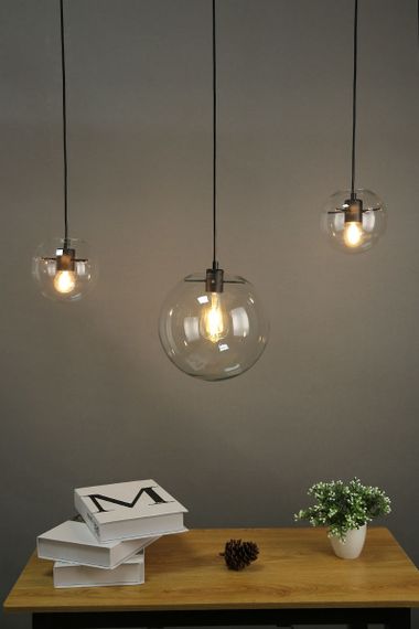 Люстра підвісна на 1 лампочку 26734 Чорний 30-150х25х25 см. | Зображення 9