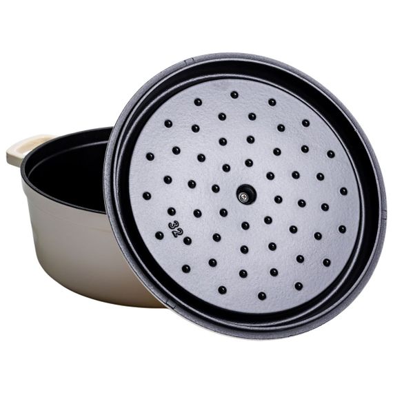 Кокотниця чавунна емальована 7,5 л, бежевий Yiwu HP-FLG-7 WHITE | Зображення 3